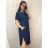 Langes Maxi-Sommer-Casual-Kurzarm-Damenkleid aus Viskose (L/XL/2XL/3XL EINHEITSGRÖSSE) ITALIAN FASHION IMD22382/DR - Fuchsia Pink - 2XL/3XL