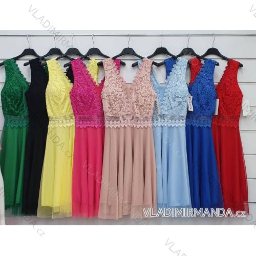 Chiffon-Spitzenkleid für Damen auf Damenträgern (S / M ONE SIZE) ITALIAN FASHION IMWA222038