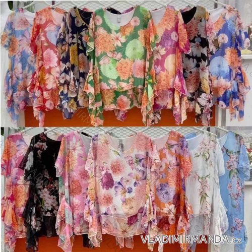 Tunika oversize letní šifonová krátký rukáv dámská (M/L/XL ONE SIZE) ITALSKÁ MÓDA IMWG222067