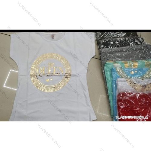 Tričko krátky rukáv dámske nadrozmer (2XL-4XL) TURECKÁ MÓDA TMWG22GYA0370-1