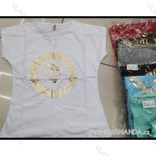 Tričko krátky rukáv dámske nadrozmer (2XL-4XL) TURECKÁ MÓDA TMWG22GYA0370-1