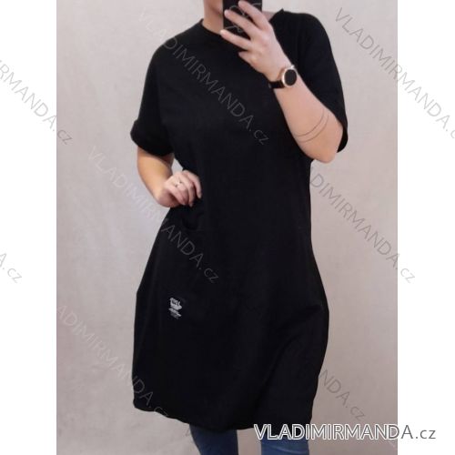 Kleid Oversize Kurzarm Damen (4XL/5XL ONE SIZE) ITALSKÁ MÓDA IM422026 2XL/3XL schwarz