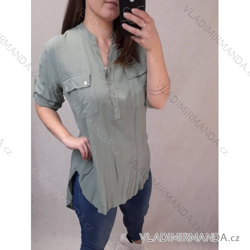Tunika 3/4 Langarm Damen (uni sl) ITALIENISCHE MODE IM419769 <p>Khaki</p> L / XL