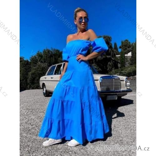 Šaty dlouhé letní carmen přes ramena dámské (S/M ONE SIZE) ITALSKÁ MÓDA IMM22648