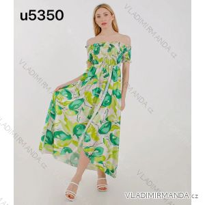 Šaty icecool dlouhé letní žabičkované carmen přes ramena dámské (S/M ONE SIZE) ITALSKÁ MÓDA IMM22676