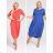 Langes Sommerkleid mit kurzen Ärmeln für Damen in Übergröße (XL / 2XL / 3XL ONE SIZE) POLISH FASHION PMLT2214