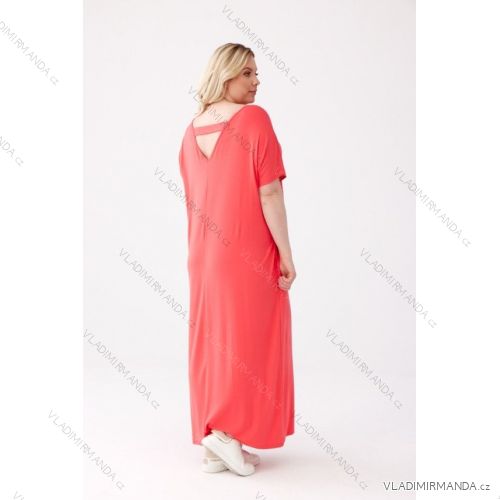 Šaty dlouhé carmen 3/4 krátký rukáv dámské nadrozměr (XL-3XL) POSLKÁ MÓDA PMLE21003