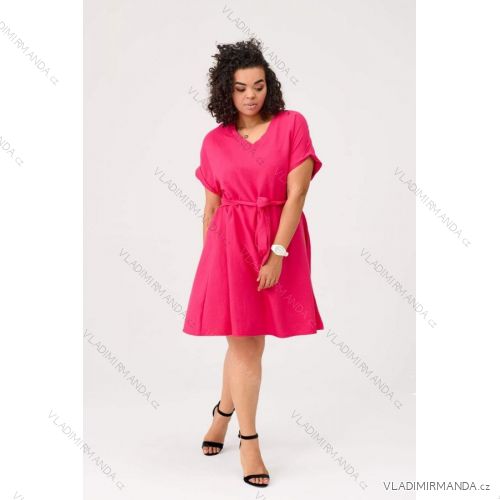 Šaty dlouhé carmen 3/4 krátký rukáv dámské nadrozměr (XL-3XL) POSLKÁ MÓDA PMLE21003