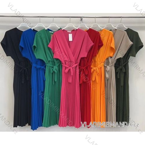 Damen-Sommerkleid mit Faltenrock Kurzarm (S / M ONE SIZE) ITALIAN FASHION IMWA222142