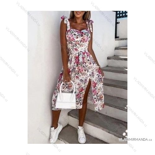 Šaty letní dlouhé šifonové na ramínkách dámské (S/M ONE SIZE) ITALSKÁ MÓDA IMWG214068