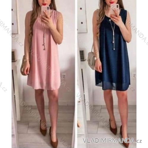 Chiffon-Sommerkleid für Damen mit ärmellosem Anhänger (S / M ONE SIZE) ITALIAN FASHION IMWC222152
