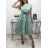 Kurzärmliges Leinenkleid für Damen (S / M ONE SIZE) ITALIAN FASHION IMWA222161