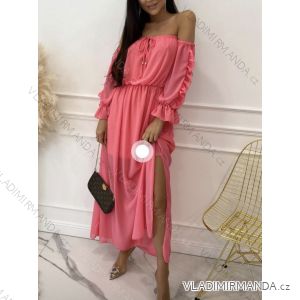 Langes Damen-Sommer-Chiffon-Kleid mit langen Ärmeln (S / M ONE SIZE) ITALIAN FASHION IMWG222179