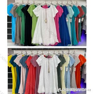 Šaty krátký rukáv dámské nadrozměr viskoza (XL/2XL ONE SIZE) ITALSKÁ MÓDA IMWD222159