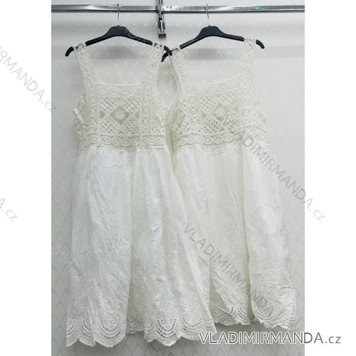 Sommerkleid aus Spitze und Baumwolle für Damen mit Trägern (Einheitsgröße S / M) ITALIAN FASHION IMWD222218