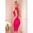 316-8 Spitzenkleid mit Ausschnitt - Himbeerfarbe