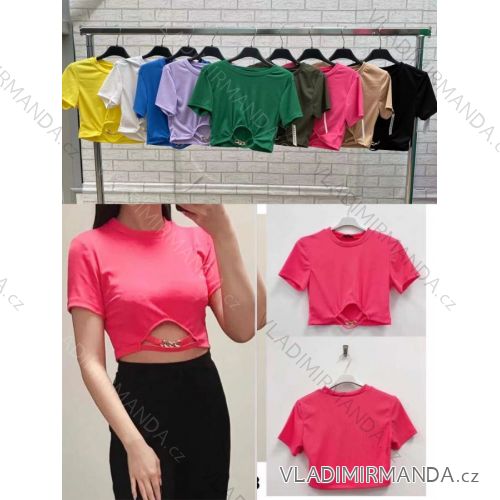 Top letní krátký rukáv dámský (S/M ONE SIZE) ITALSKÁ MÓDA IMWOP22OP0255