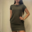 Klassisches Kurzarmkleid Damen (uni xl / 2xl) ITALIAN FASHION IM720046 XL / 2XL eine Größe Khaki