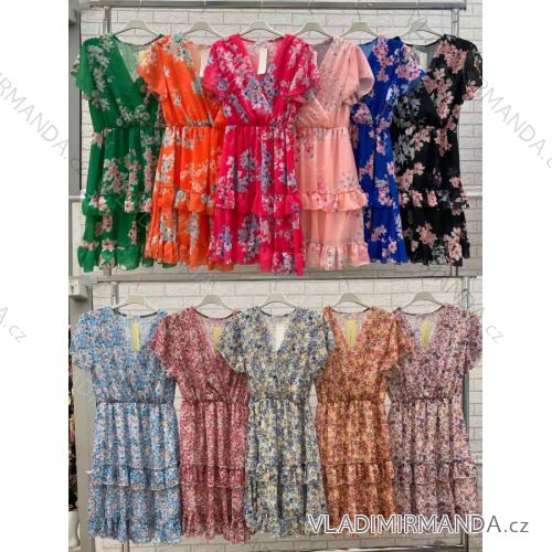 Kurzarm-Sommerkleid für Damen (S / M ONE SIZE) ITALIAN FASHION IMWOP22OP0331