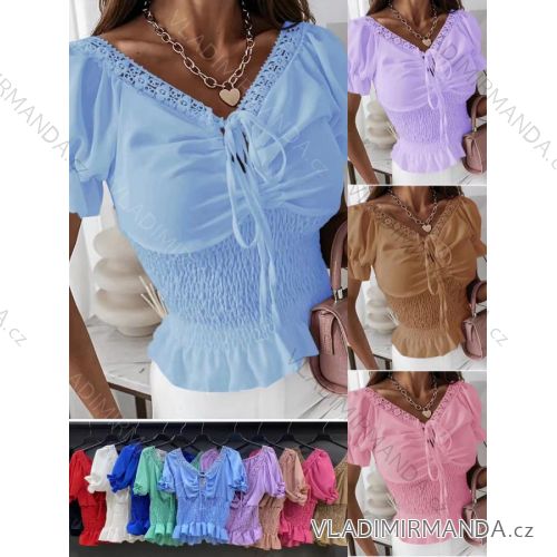 Top letní krátký rukáv dámský (S/M ONE SIZE) ITALSKÁ MÓDA IMWOP22OP0255