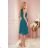 350-6 ALIZEE - Chiffonkleid mit Bindung - Meeresfarbe