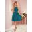 350-6 ALIZEE - Chiffonkleid mit Bindung - Meeresfarbe