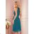 350-6 ALIZEE - Chiffonkleid mit Bindung - Meeresfarbe