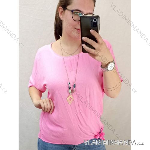 Tunika kurzarm frauen oversized (4XL / 5XL ONE SIZE) ITALIAN FASHION IM422330 2XL/3XL pink