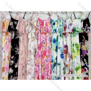 Langes trägerloses Sommerkleid aus Chiffon für Damen (S / M / L ONE SIZE) ITALIAN FASHION IMWE222433