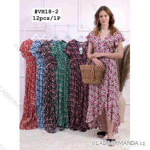 Langes Sommerkleid mit kurzen Ärmeln für Damen (M-2XL) ITALIAN FASHION IMWE22WH18-2