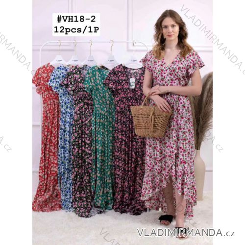 Langes Sommerkleid mit kurzen Ärmeln für Damen (M-2XL) ITALIAN FASHION IMWE22WH18-2