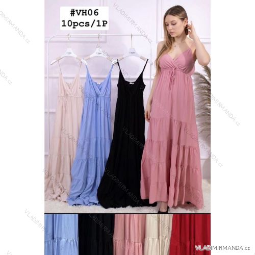Šaty dlouhé letní na ramínka dámské (M-2XL) ITALSKÁ MÓDA IMWE22WH10