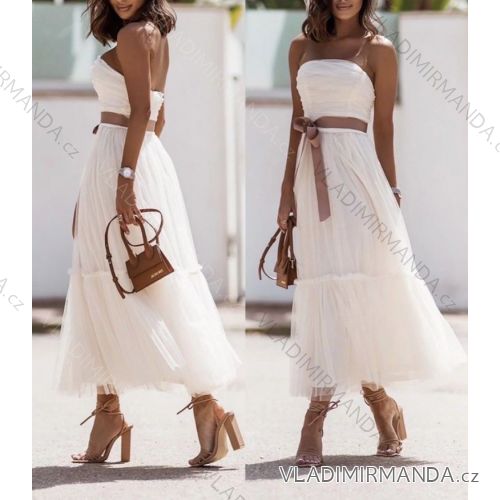 Sommer langes Tüllkleid Carmen Damen (S / M ONE SIZE) ITALIAN FASHION IMWA222461