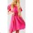 Kurzärmliges Sommerkleid aus Chiffon für Damen (S / M ONE SIZE) ITALIAN FASHION IMWC222498