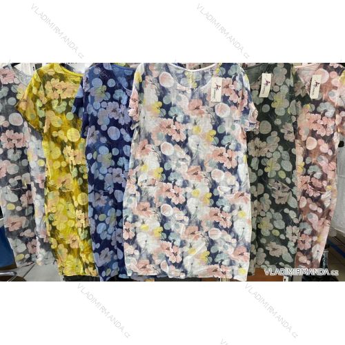 Übergroßes Kurzarmkleid aus Baumwolle für Damen (XL / 2XL ONE SIZE) ITALIAN FASHION IMWB222504