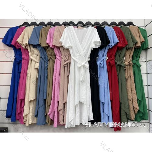 Langes Sommer-Kurzarmkleid für Damen (S / M ONE SIZE) ITALIAN FASHION IMWC222525