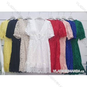 Šaty letní krajkové bavlněné krátký rukáv dámské (S/M ONE SIZE) ITALSKÁ MÓDA IMWM215877