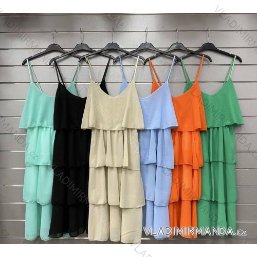 Šaty letní šifonové na ramínka dámské (S/M ONE SIZE) ITALSKÁ MÓDA IMWG222553