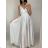 Langes trägerloses Sommerkleid für Damen aus Satin (S/M EINHEITSGRÖSSE) ITALIAN FASHION IMM22360 weiß