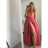 Langes trägerloses Sommerkleid für Damen aus Satin (S/M EINHEITSGRÖSSE) ITALIAN FASHION IMM22360 weiß