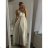 Langes trägerloses Sommerkleid für Damen aus Satin (S/M EINHEITSGRÖSSE) ITALIAN FASHION IMM22360 weiß