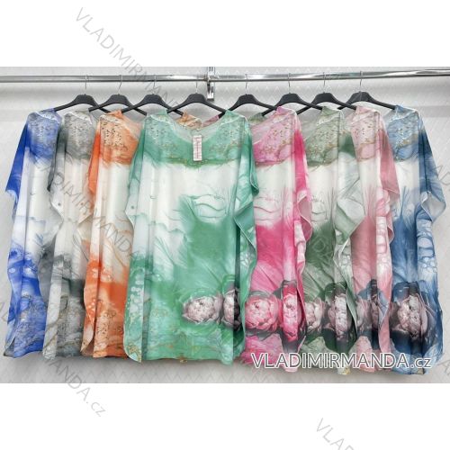 Šaty šifonové krátký rukáv dámské nadrozměr (L/XL/2XL ONE SIZE) ITALSKÁ MÓDA IMWD222469