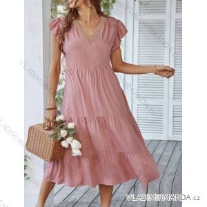 Sommer Midi Kurzarm Sommerkleid (S / M / L ONE SIZE) ITALIAN FASHION IMWA222563
