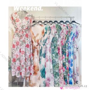 Langes Sommer-Chiffon-Kurzarmkleid für Damen (S / M ONE SIZE) ITALIAN FASHION IMWP222643