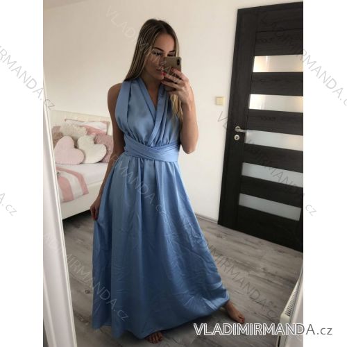 Langes Damenkleid aus Satin mit variabler Bindung Sommer (S / M / L ONE SIZE) ITALIAN FASHION IMM2250677