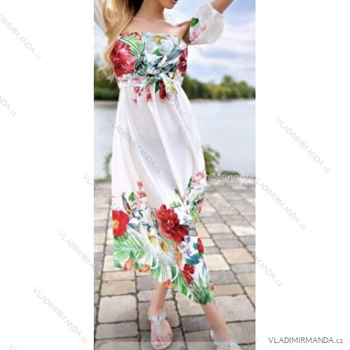 Sommer langes Kleid Carmen Damen (S / M ONE SIZE) ITALIAN FASHION IMWB22034