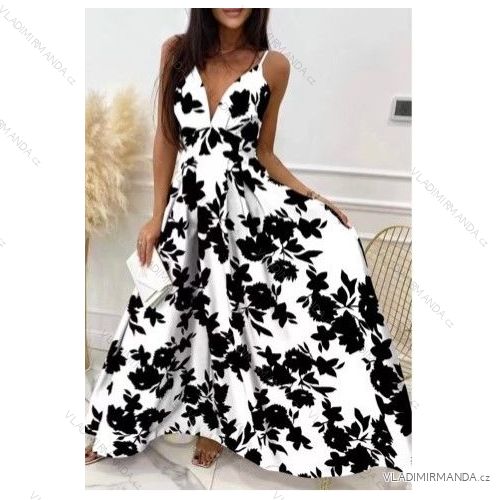 Langes Chiffon-Sommerkleid für Damen (S / M ONE SIZE) ITALIAN FASHION IMWB222509