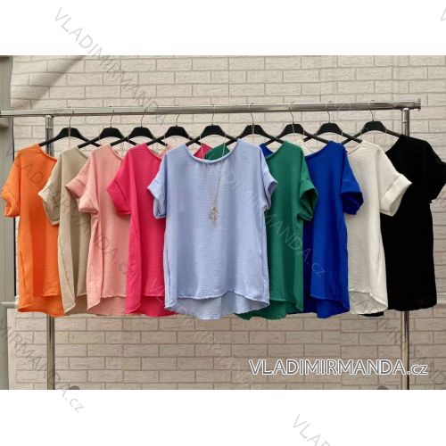 Tunika letní s přívěškem krátký rukáv dámská (S/M ONE SIZE) ITALSKÁ MÓDA IMWOP22OP0386