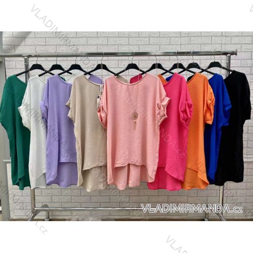 Tunika letní s přívěškem krátký rukáv dámská (S/M ONE SIZE) ITALSKÁ MÓDA IMWOP22OP0386