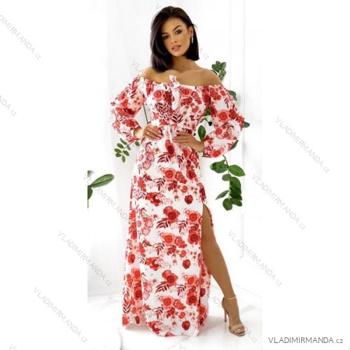 Sommerkleid Langarm geblümte Damen (UNI S / L) ITALIAN FASHION IMK20150
